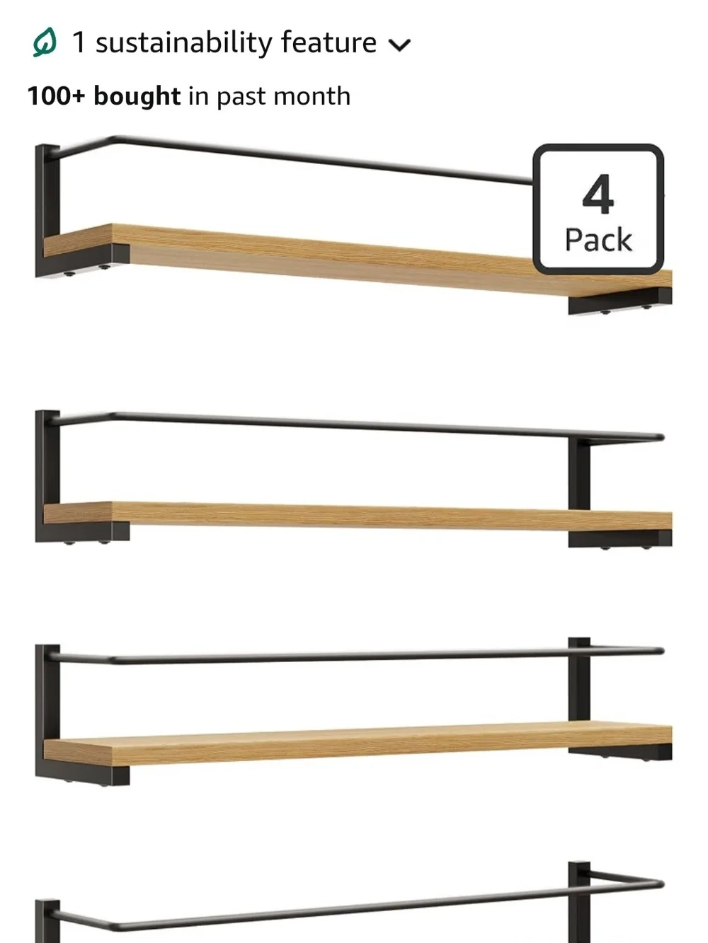 Modern Black and Natural Wood Wall Shelf - Brand: Oropy